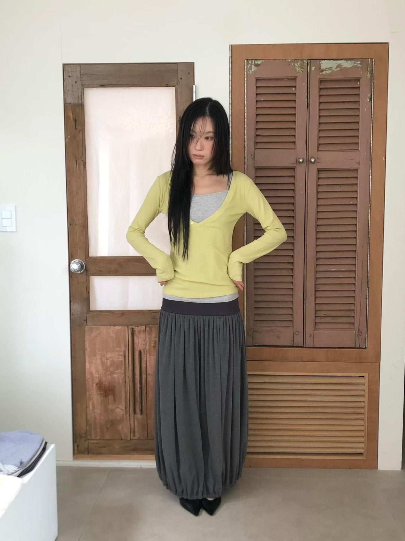 細肩背心+鈕扣坑條棉上衣兩件組